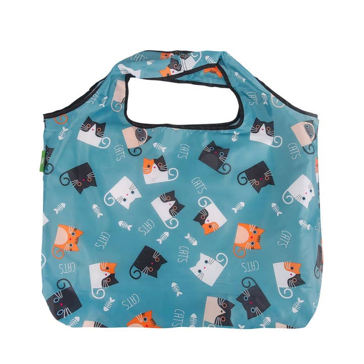 Faye UK Ltd - Venta al por mayor Bolsas de la compra - Bolsa de Compras Grande Reutilizable y Plegable Eco Chic Gato de Dibujos Animados