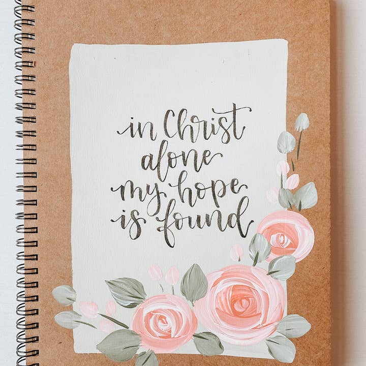 Wheat and Honey Co. - Wholesale Journal/Diary - In Christ alone, Large Hand-Painted Spiral Bound Journal