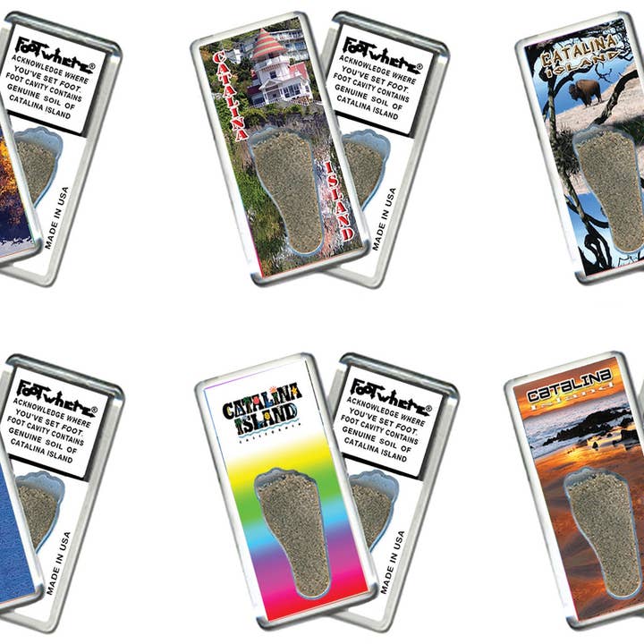 Catalina Island FootWhere® Souvenir Magnet. 72 stycken/ 6 olika stilar. för wholesale av FootWhere- USA Group, Inc.
