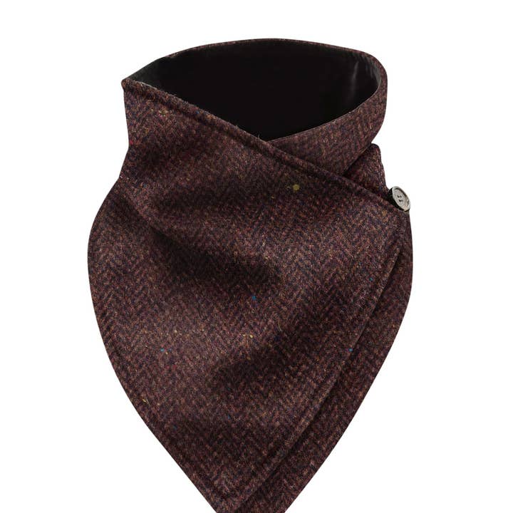 Brown Herringbone Tweed Snood with Reversible Velvet for wholesale by Celtic Tweed