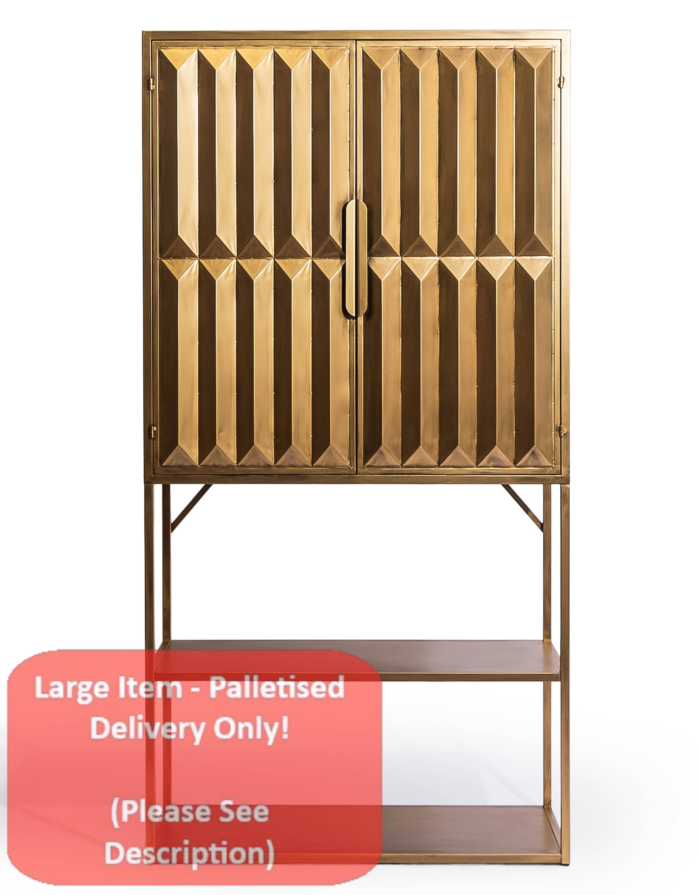 McGowan & Rutherford Ltd – wholesale Cabinet – Industrial Gold "Fitzgerald" Extra-Tall Cabinet With Shelves