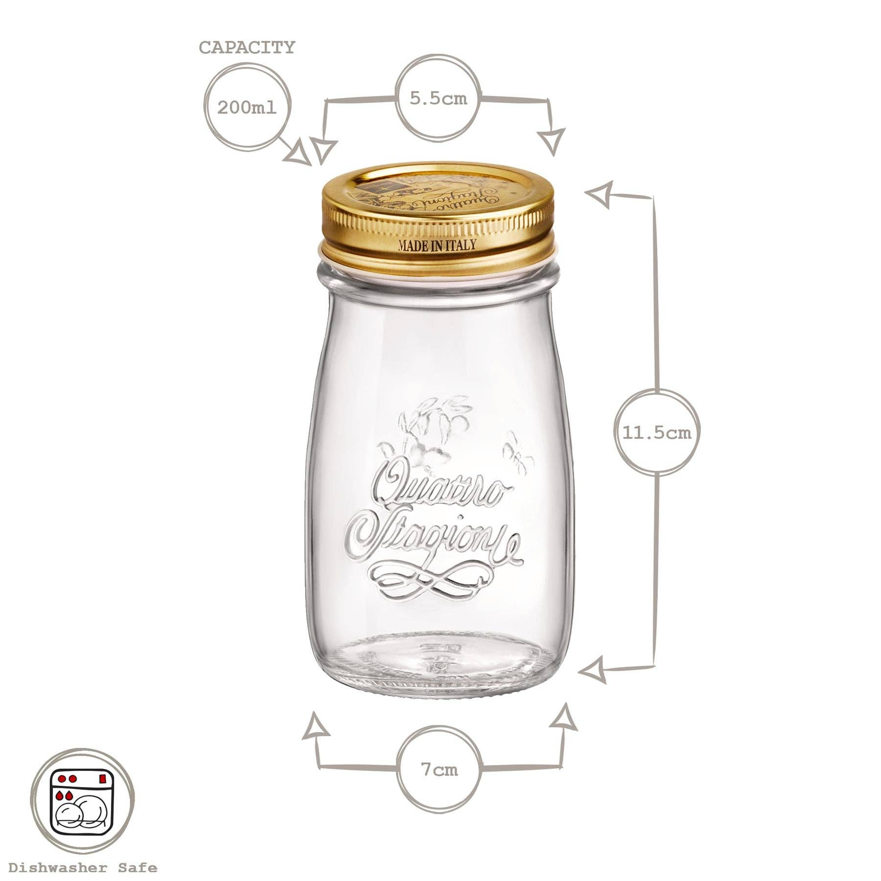 Rinkit Ltd - Wholesale Jar - 200ml Quattro Stagioni Glass Bottle with Screw Top Lid5