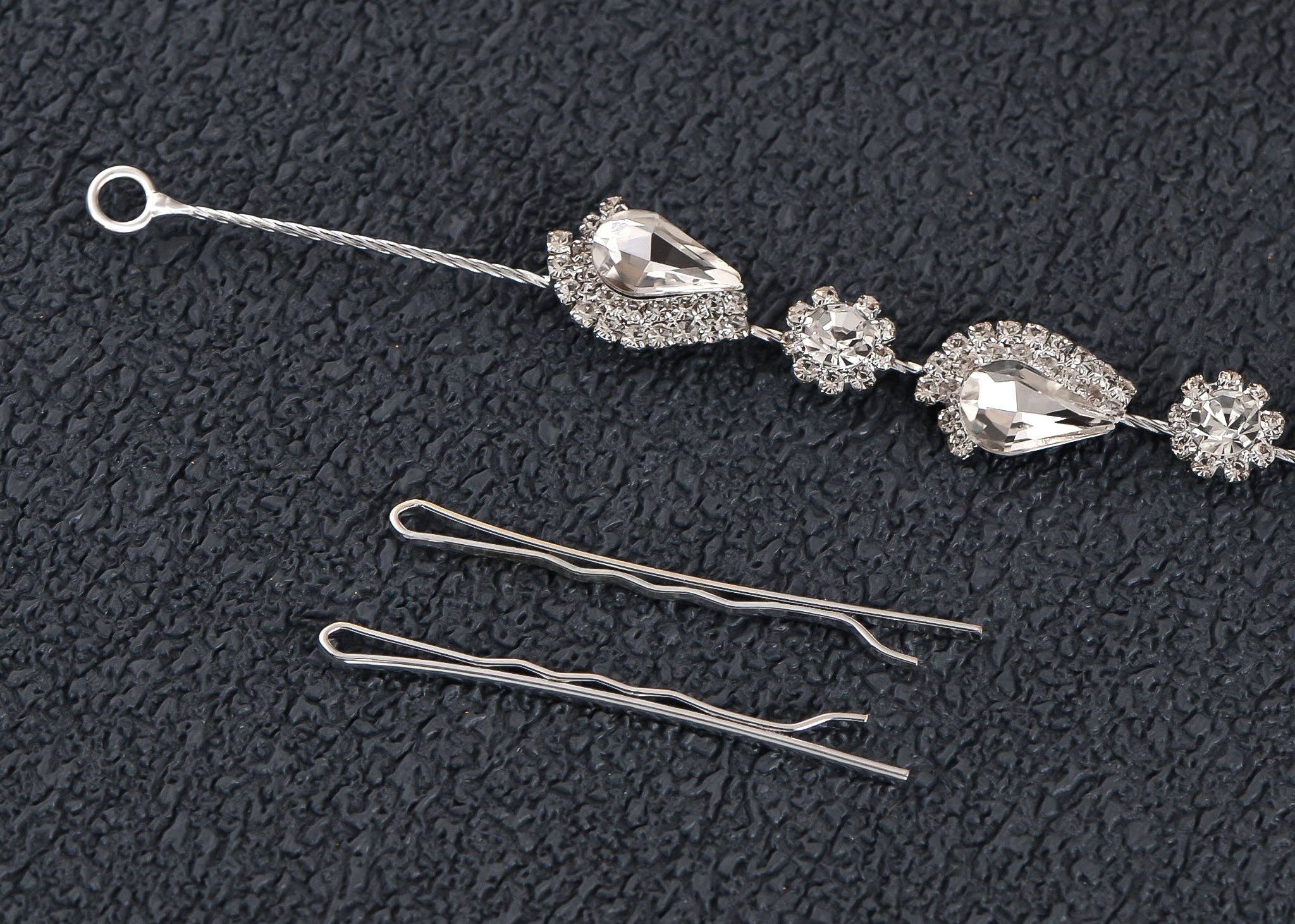 Plata Tiaras de Novia Plateadas Vid de Cabello de Cristal de Circonio de venta al por mayor en Faire3