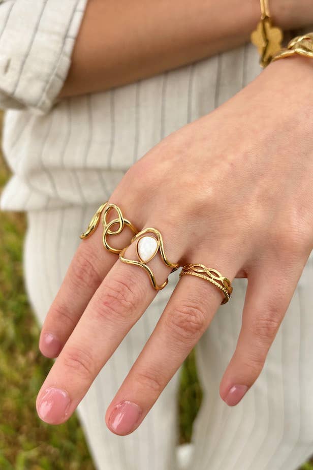 Guld Ring i rostfritt stål 424RX139 för wholesale på Faire2