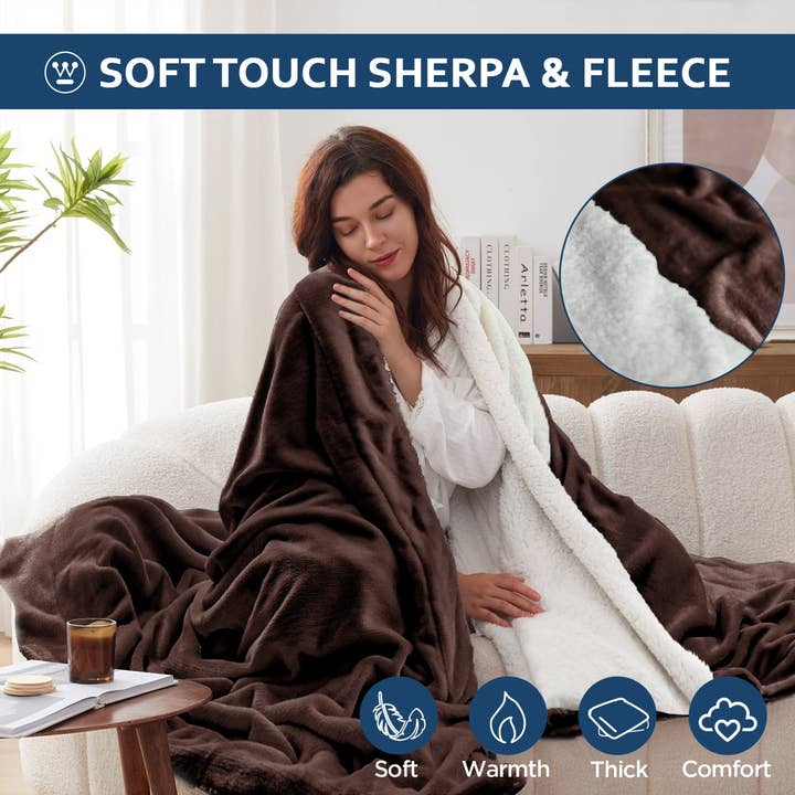 Cottonpassion_US - Wholesale Bedding blanket - Reversible Sherpa Fleece Blanket Warm Throw Twin Full/Queen27