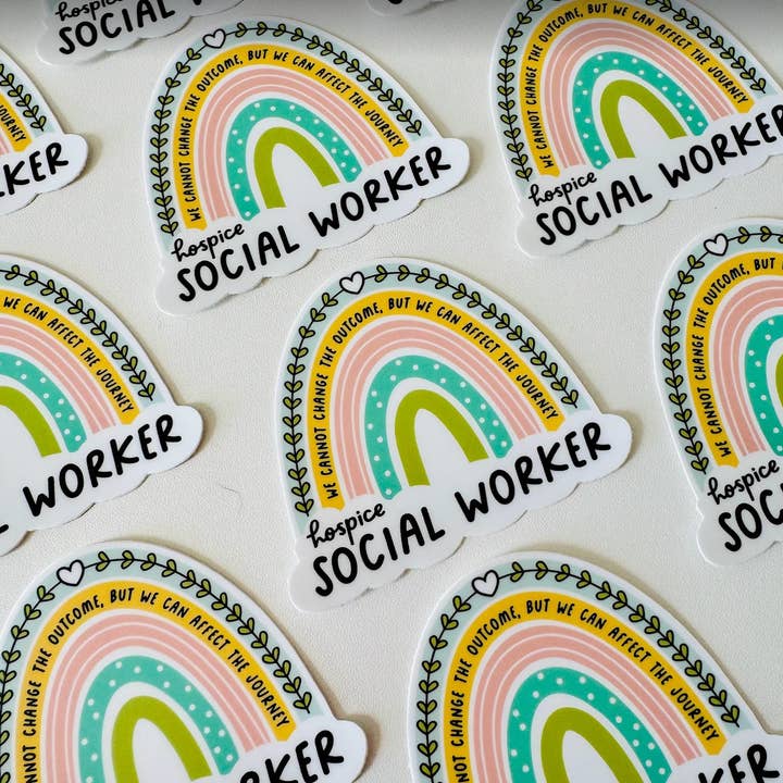 Purple Ink Paperie – wholesale Klistermärke – Hospice Socialt arbete Rainbow klistermärke, Socialt arbete examen1