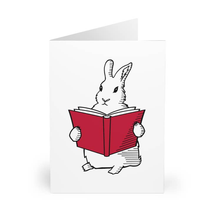Book Lover Bunny wenskaarten, 5-pack literair cadeau voor Booktrovert, Bookish Merch voor Bookworm, Book Club Gift Book Shelf Decor, Book Nook voor wholesale door Terry Heath Art