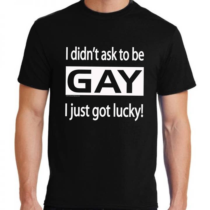 'I Didn't Ask to be Gay' Black Cotton T-Shirt for wholesale by Bronze Baboon