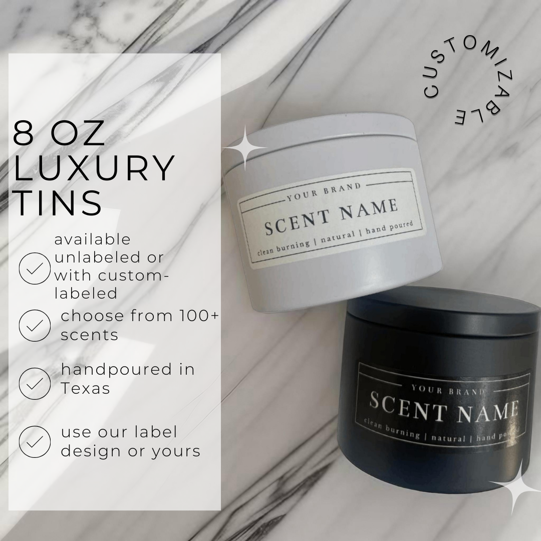 River Birch Candles - Wholesale Reiskaarsen - 8oz Ongemarkeerde Luxe Zwarte Blik Soja Kaars - Eigen Merk2