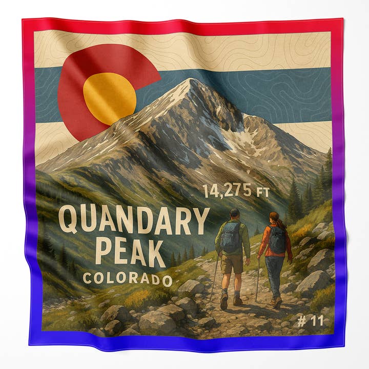 Quandary Peak Colorado 14er Microfiber Cloth Bandana for wholesale by Map the Xperience