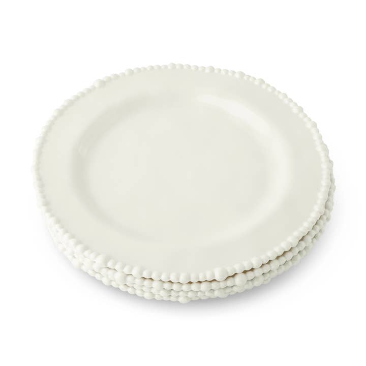 4pk 10.5'' Beaded Edge Dinner Plate - White for wholesale by Core Home
