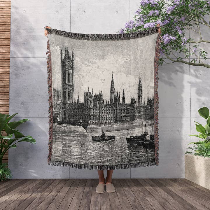 3dRose - Wholesale Throw Blanket - 3dRose, Famous Londons Big Ben In Black n White, Blanket2