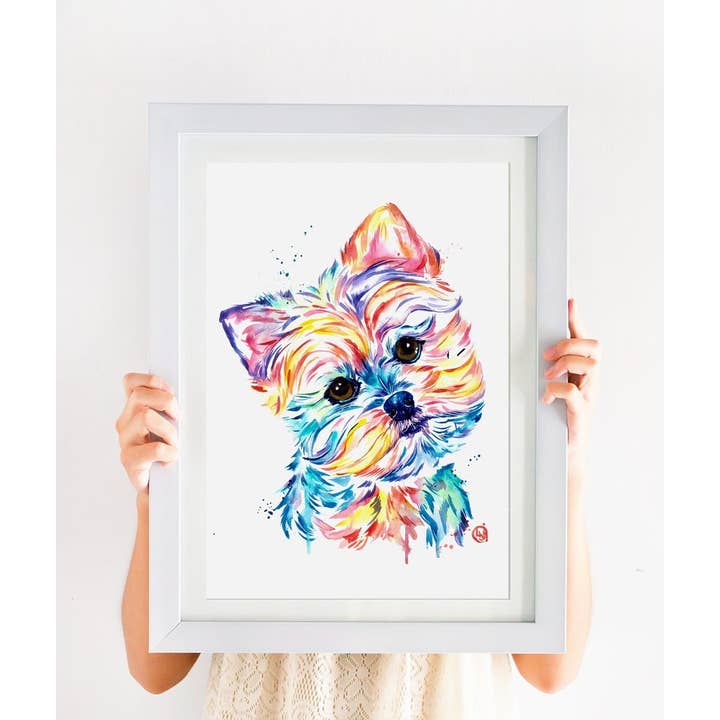 Whitehouse Art - Wholesale Art Print - Yorkie Watercolor Painting - Pet Art Cards, Pet Gift