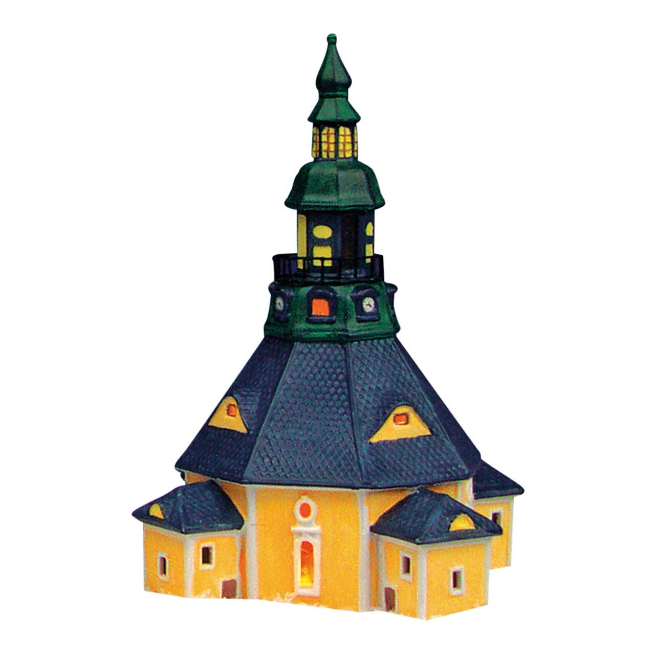 Wurm - Wholesale Christmas Decoration - Worm Lighthouse Church Seiffen/Erzgebirge made of porcelain, colorful (W/H/D) 17x26x17 cm0