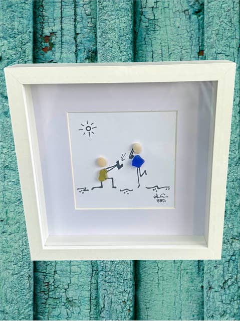 Engagement, wedding sea glass art for wholesale by Back Bay Designs