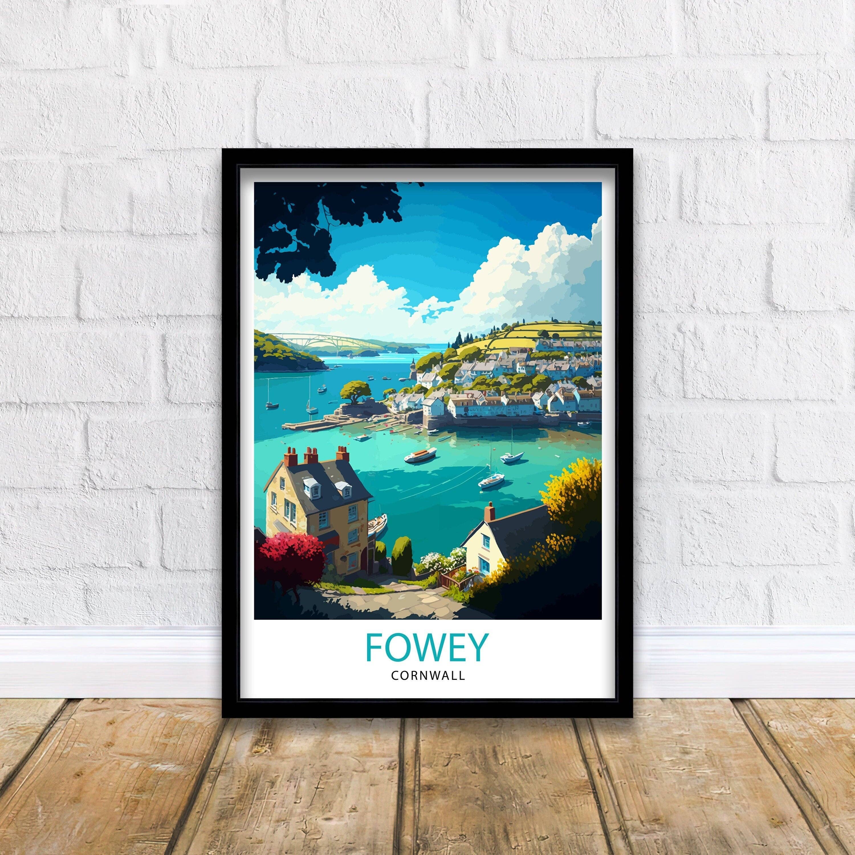 InkNPrintz – wholesale Art print – Fowey Cornwall Travel Poster Fowey Wall Art Fowey Home Decor Fowey Illustration Travel Poster Gift for Fowey Lovers, Cornwall