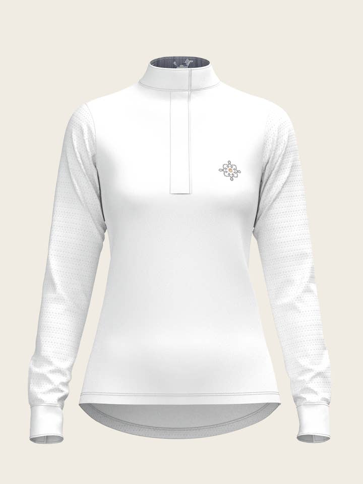 Weiß mit marineblauen Streifen an der Innenseite, Langarm für den Großhandel von Espoir Equestrian