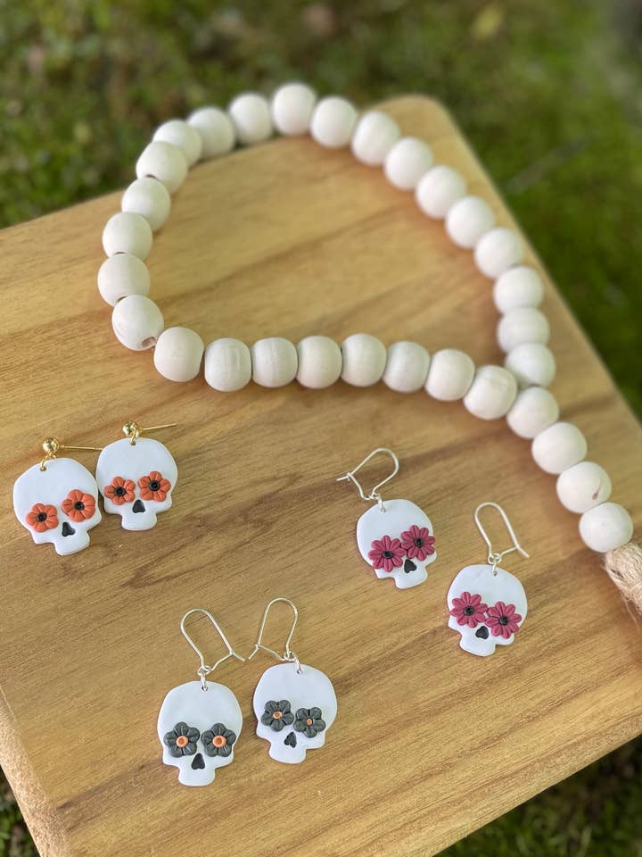 Floral Eye Skull Earrings for wholesale by The Crystal Lotus