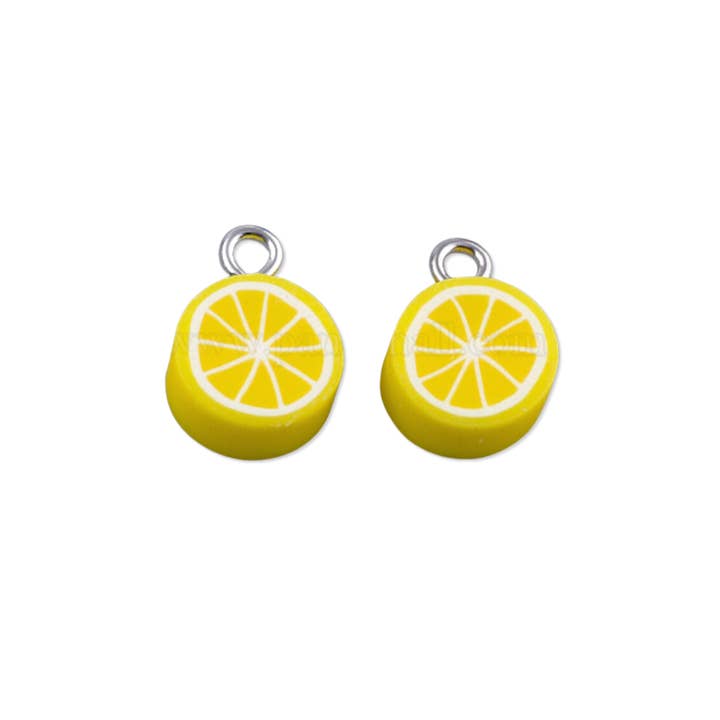 The Charm Bar Company - Wholesale Individual charm/pendant - * Silver Polymer Clay Lemon Charm0