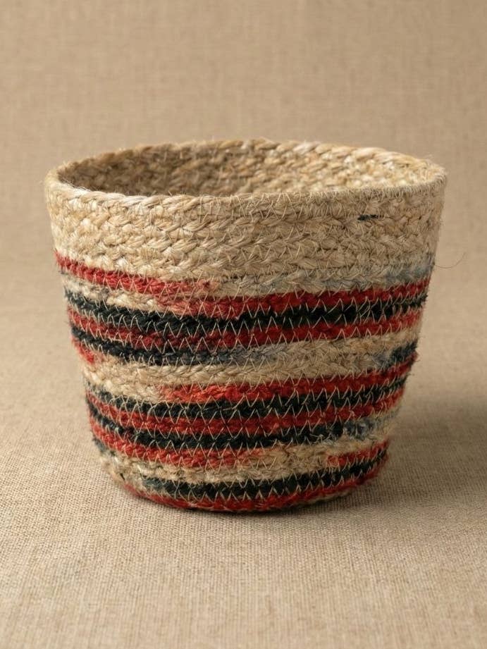 HANDMADE BASKET ROUNDED RED FAIR TRADE for wholesale by Veraluna Sustainable Clothing