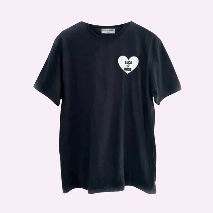 HEART U MOST ♡ black adult tee with white heart for wholesale by BFFS & BABES