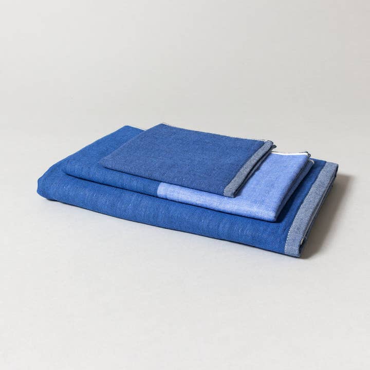 Morihata International Ltd. Co. - Vendita all'ingrosso Asciugamani da bagno - Asciugamano Chambray bicolore, blu 2