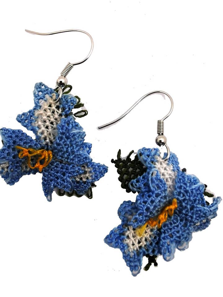 Pendientes flor encaje aguja crochet para venta al por mayor de Meli Design