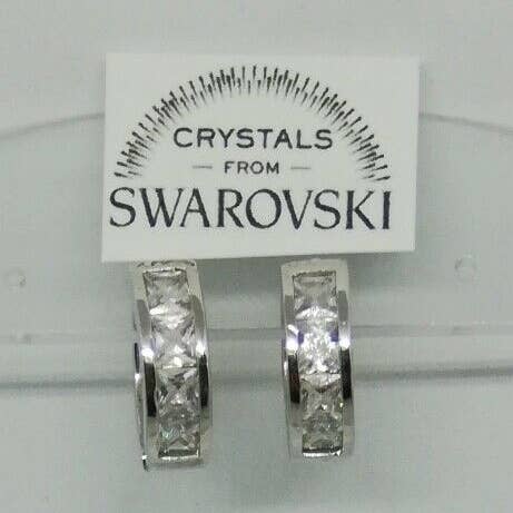HTB - Wholesale Dangle Earrings - 18k white hoop earrings for men or women with Swarovski0