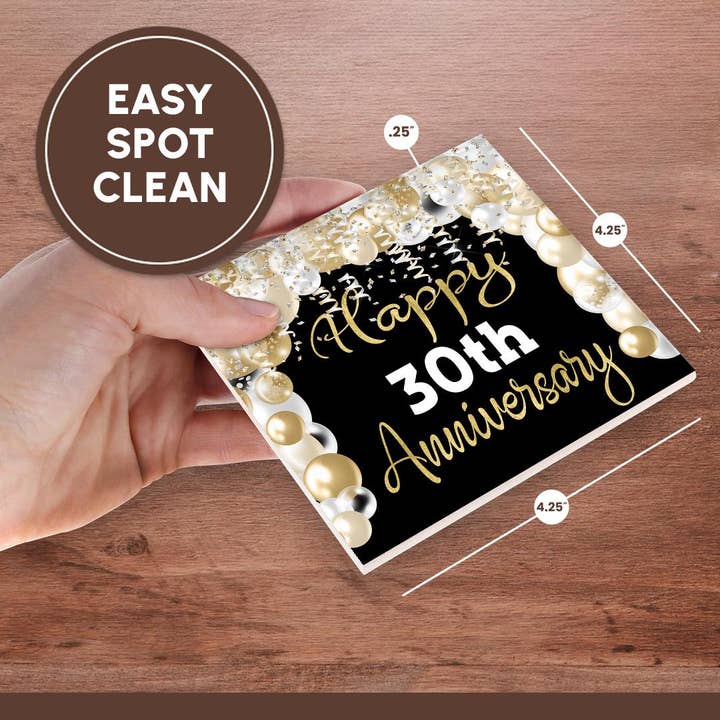 3dRose - Wholesale Coasters - 3dRose, Happy 30th Anniversary Glam Image Of Gold Balloons, Coaster6