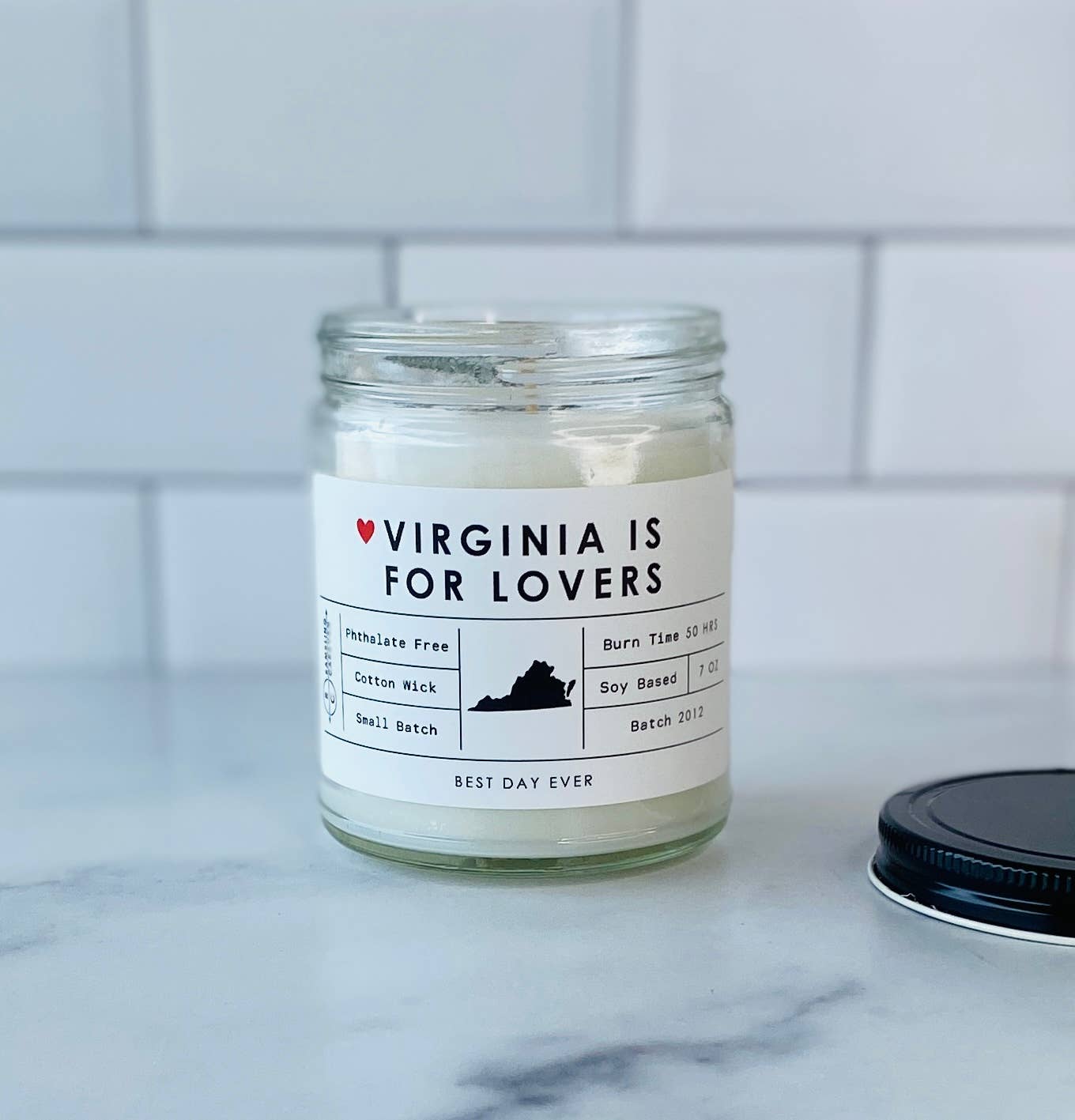 White Virginia Is For Lovers Candle for wholesale on Faire1