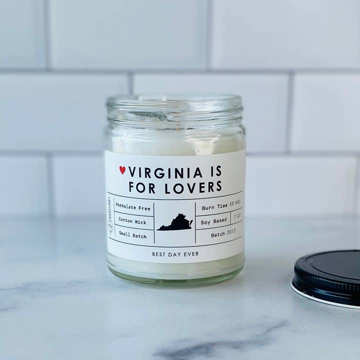 White Virginia Is For Lovers Candle for wholesale on Faire1