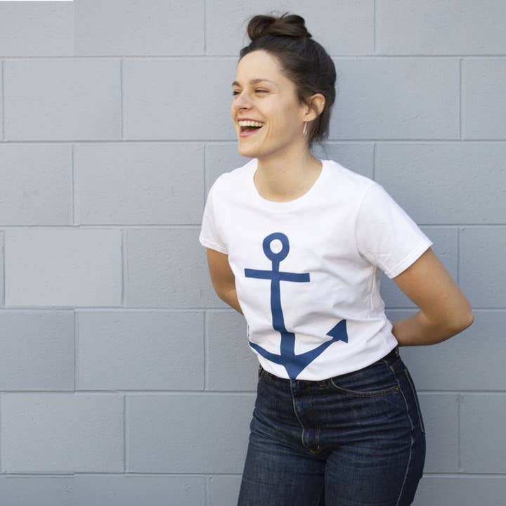 Banquet Workshop – wholesale Screen printed t-shirt – Women′s – Navy Anchor Women's T-shirt