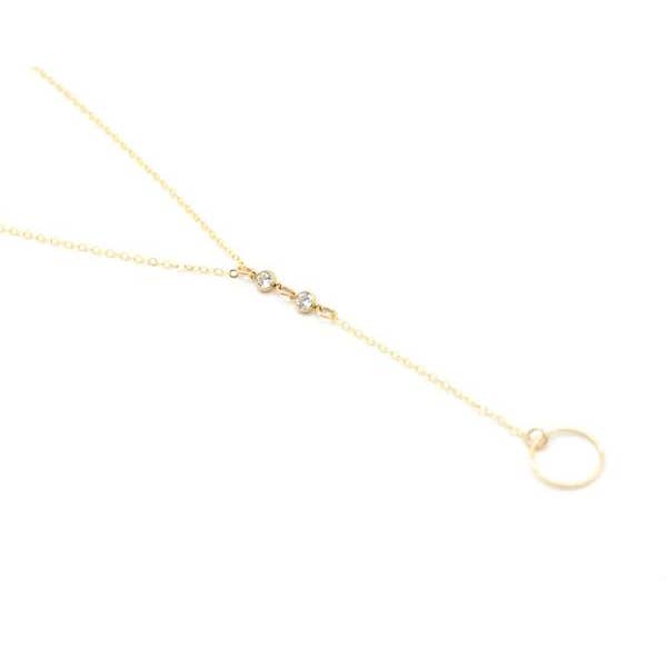 Sparkly Circle Lariat Necklace for wholesale by Rebekah Gough Jewelry