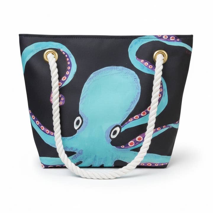 Bläckfisk Återvunnen Segelväska Eko Ocean Konst Nautisk Handväska för wholesale av Florida Ecobags LLC
