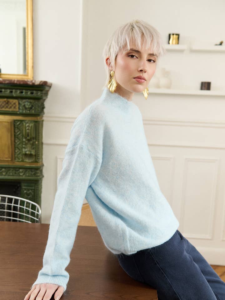 Elegant soft knit sweater with brushed hair effect - PAOLA 2708 for wholesale by GOLDEN LIVE PARIS