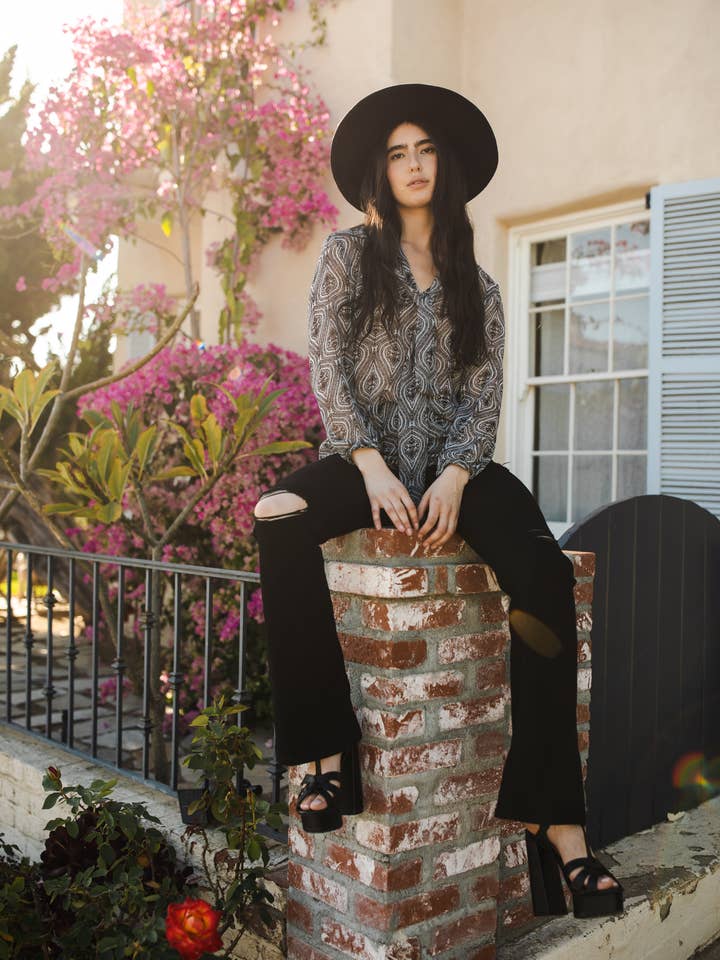 Peri Paisley Tie Front Blouse for wholesale by Jennafer Grace