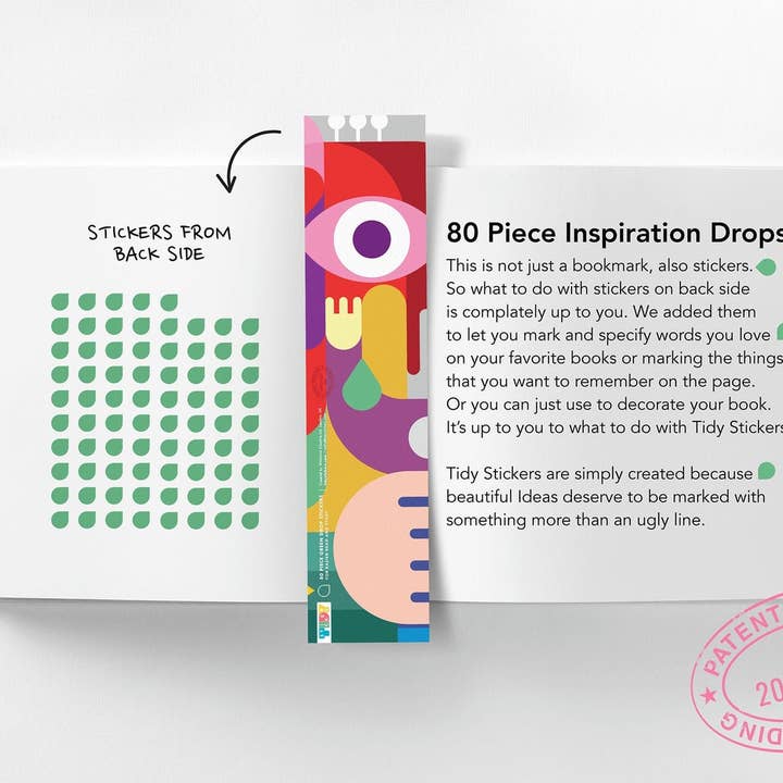 80 adesivi verdi a forma di goccia aggiunti al segnalibro per la vendita all'ingrosso da parte di Tidy Stickers