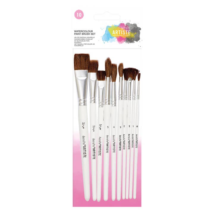 Artiste Watercolour Paint Brush Set (10pk) for wholesale by West Design Products UK