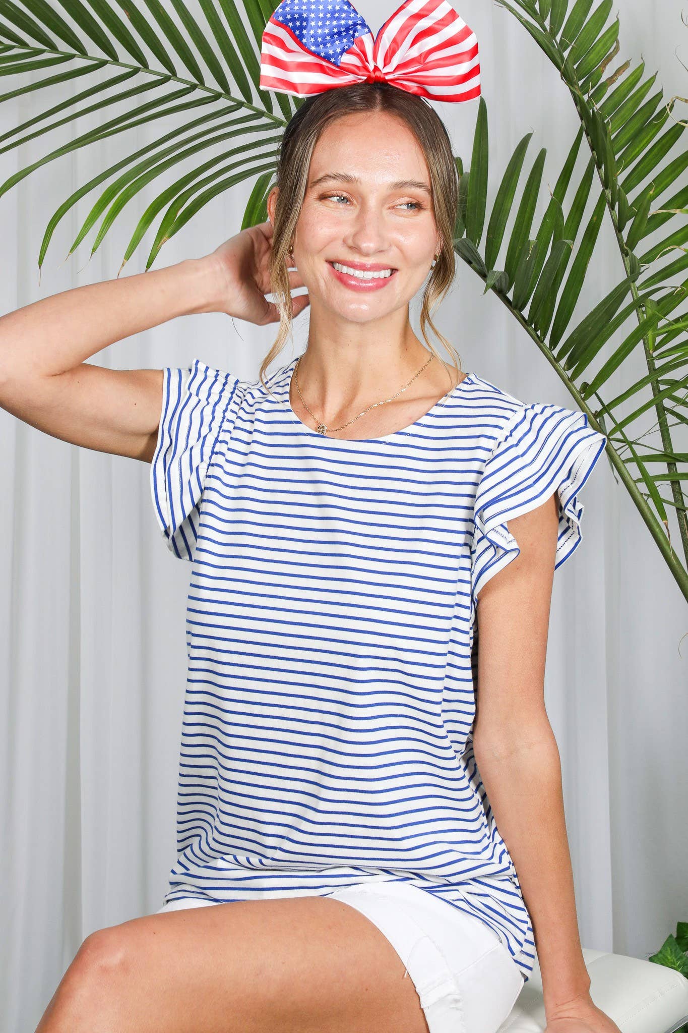 Vine & Love – wholesale Blus - Dam – Randig T-shirt med rund hals och dubbla ärmar i 100 % bomull13