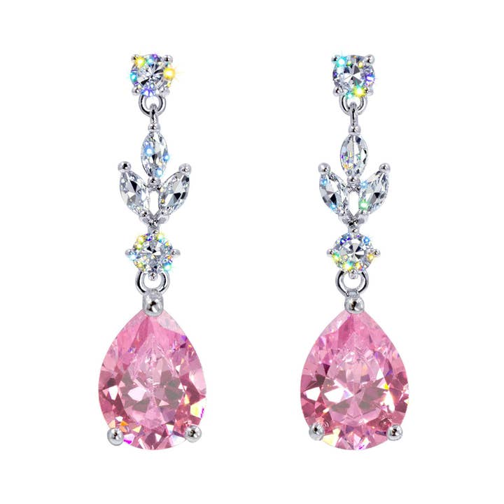 Bridal Store Jewelry - Wholesale Dangle Earrings - #17462 - Elegant Teardrop Cascade CZ Chandelier Earrings
