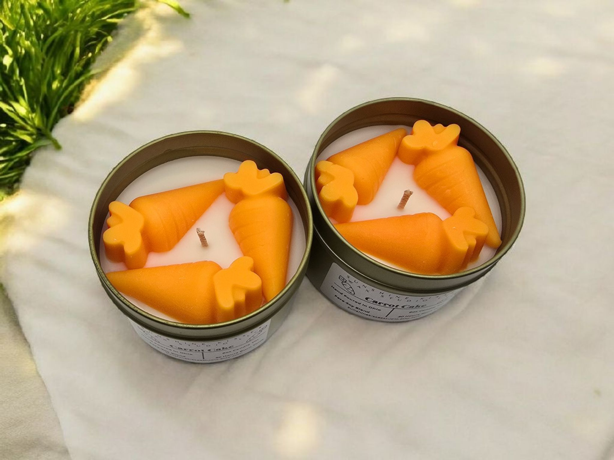 Sunshine Kisses Wax Studio LLC - Wholesale Travel Candles - Carrot Cake 6oz Candle Tin 3