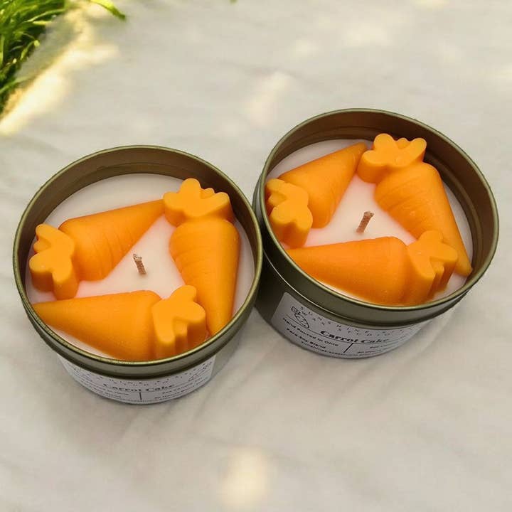 Sunshine Kisses Wax Studio LLC - Wholesale Travel Candles - Carrot Cake 6oz Candle Tin 3