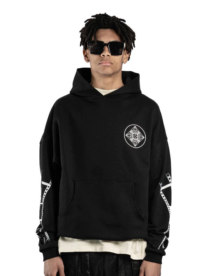 FILM HOODIE - PURE BLACK for wholesale by BOMBER CLOTHING