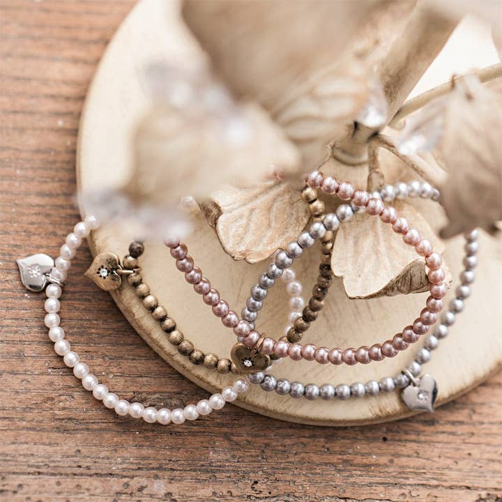 Tiny pearl bracelet cream for wholesale by Lovett & Co
