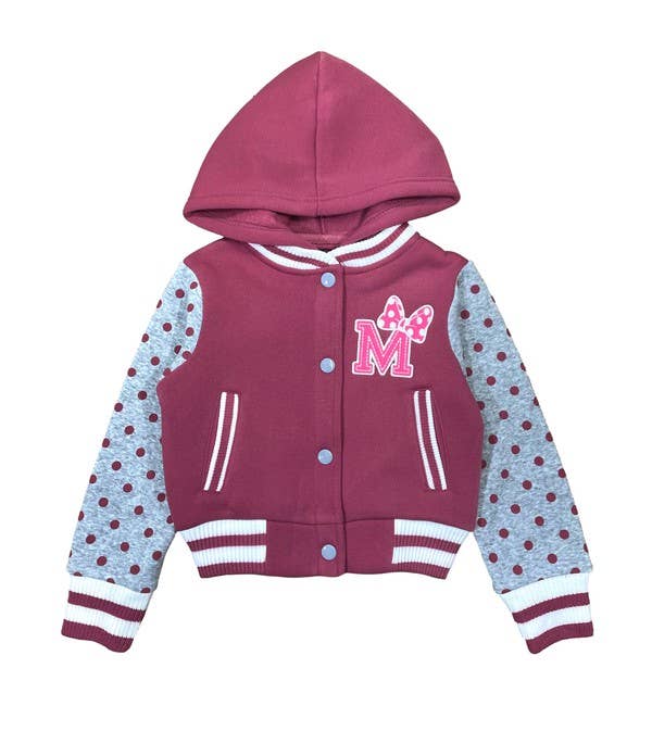 Unik – wholesale Varsity- och baseballjackor – Dam – Flickors Prickiga Varsity Fleece Huvtröja Jacka 2-46