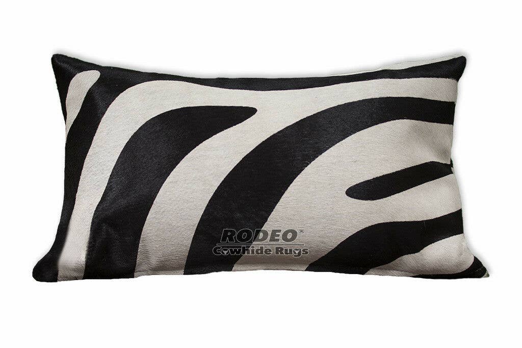 Rodeo - Wholesale Throw Pillow Cover - Zebra Printed on Cowhide Pillow Cover Double Sided1