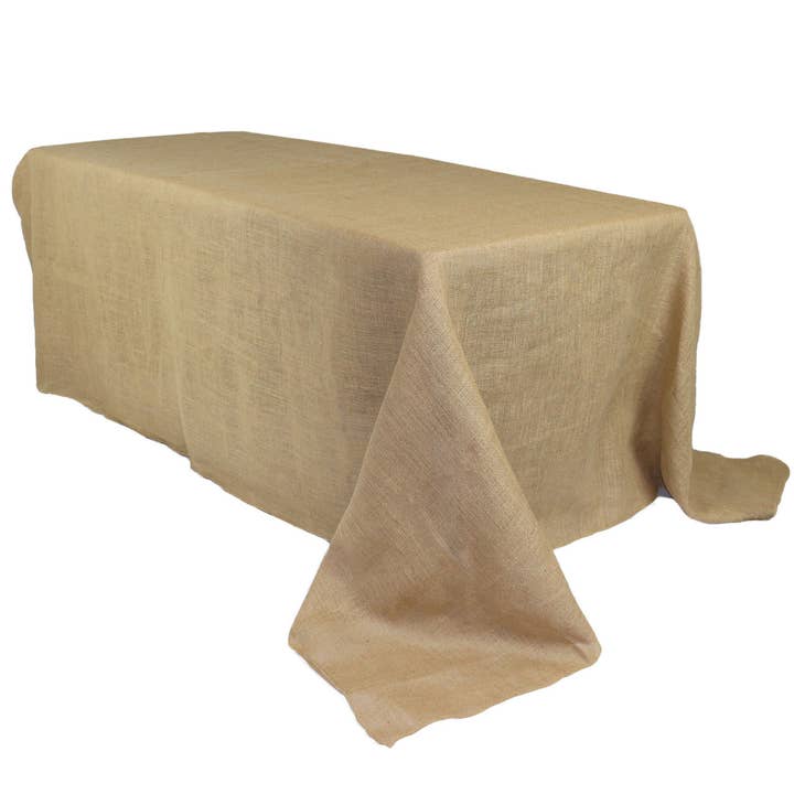 90 x 156 Inch Rectangular Burlap Tablecloth for wholesale by YOUR CHAIR COVERS