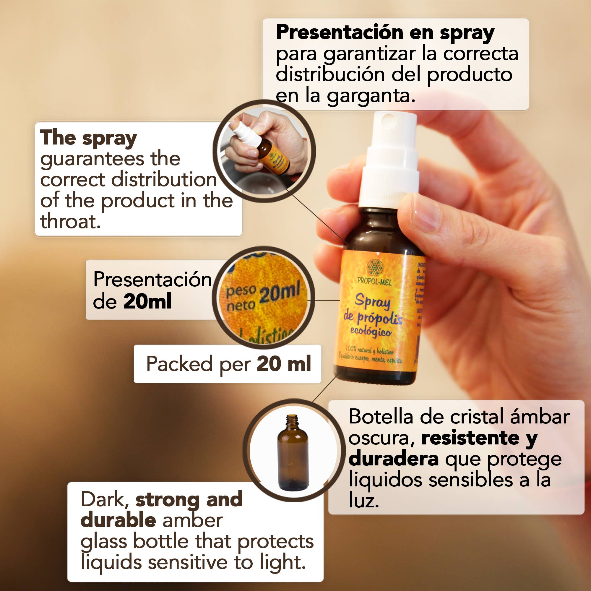 Nadiprana SL - Wholesale Oral Supplement/Vitamin - Propolis spray BIO PROPOL-MEL 20 ML, 20% propolis tincture2