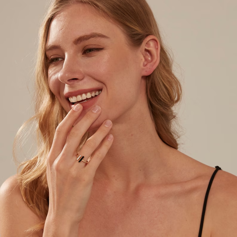 Perimade & Co. LLC - Vente Bague de cocktail/de cérémonie - Bague statement en agate et nacre en argent sterling 9253