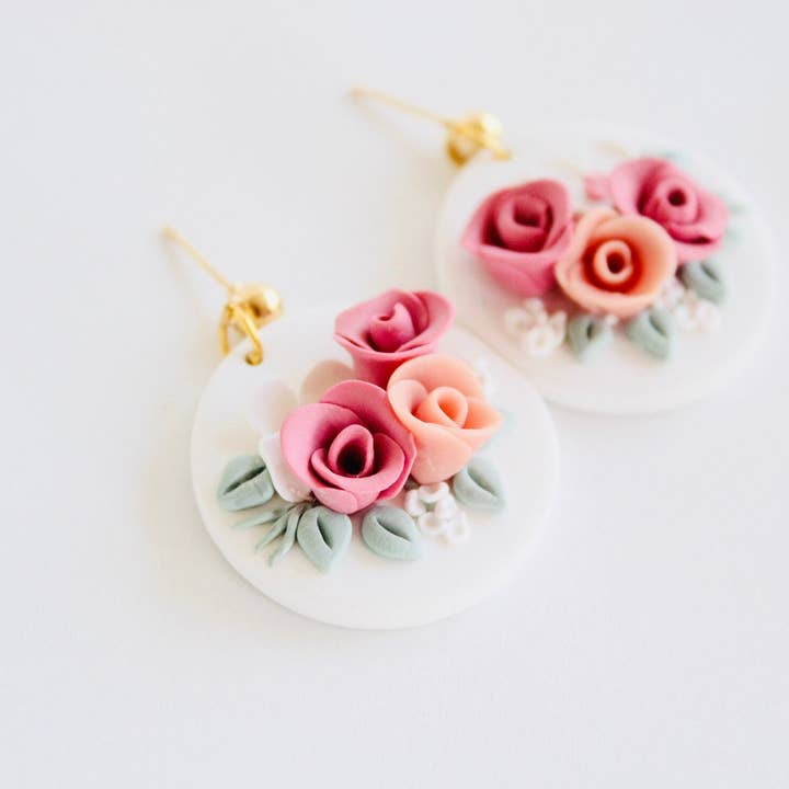 PERNAZ JEWEL - Wholesale Hangende/ronde oorbellen - boho clay oorbellen | bloem polymeerklei trouwringen1